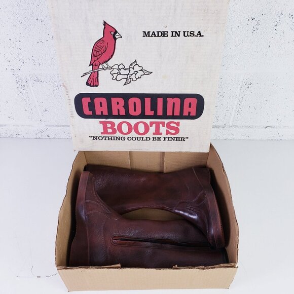 Vintage Carolina Boots Leather Knee High Sherpa Lined Side Zip Low Heel Brown 7 - Picture 12 of 13